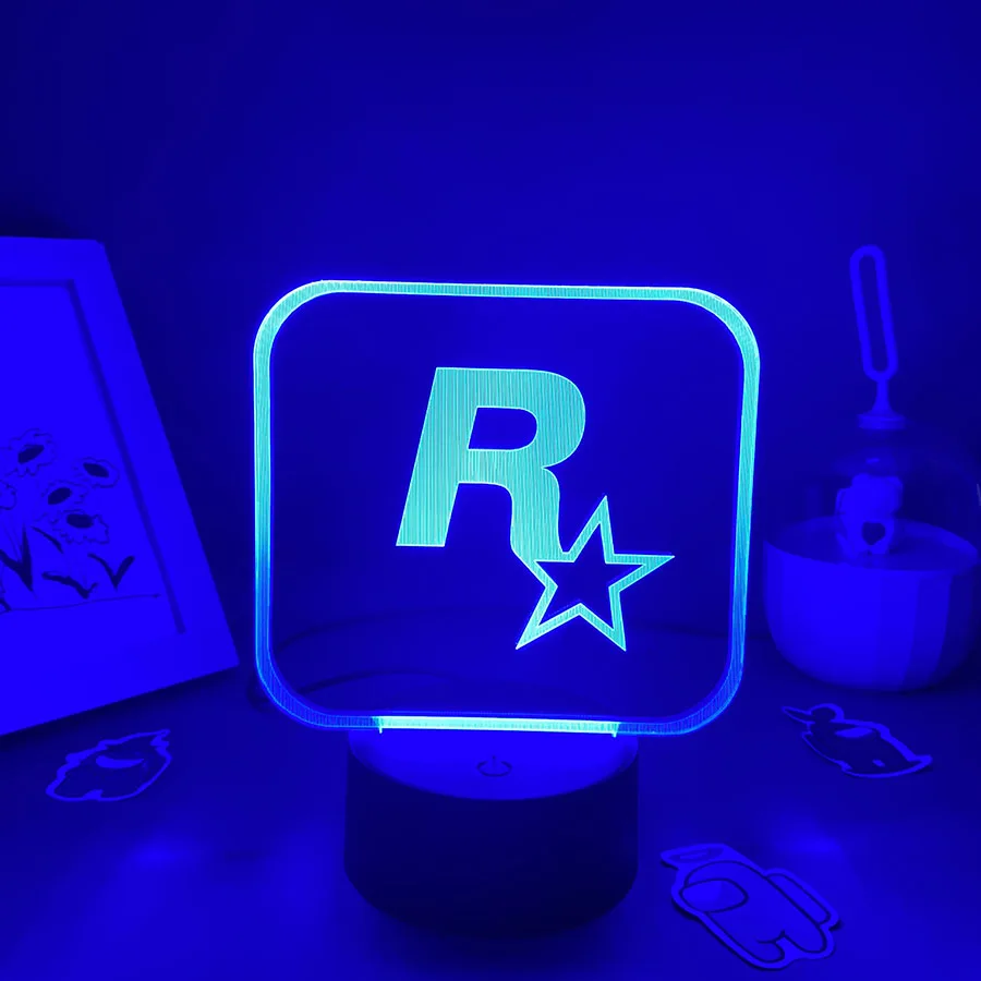 Grand Theft Auto V Game LOGO Rockstar 3D Lava Lamp Led Night Lights Birthday Cool Gift For Friend Gaming Room Table Mark Decor