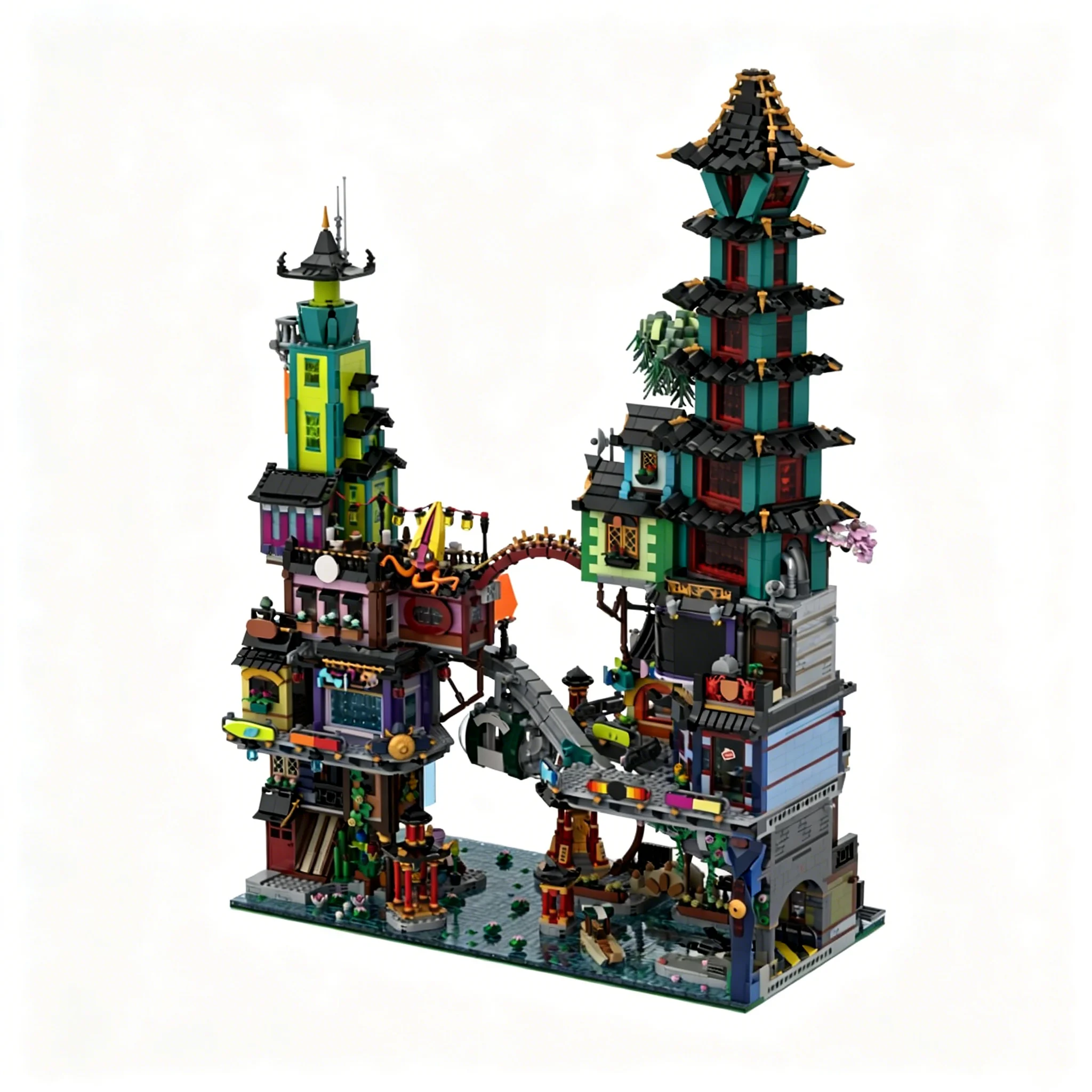10643pcs MOC Ninjia City Apartments Model Christmas Gift Collectible Decorative For Bookshelf And Home Display