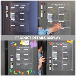 冷蔵庫用磁気カレンダー,ウィークリープランナー,再利用可能,乾式消去,スケジュール,透明,メニュー,ガジェット