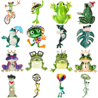 Enamel Frog Brooch for Women Unisex Balloon Bike Travelling Frogs Pins Banquet Party Backpack Gifts Jewelry Accessories