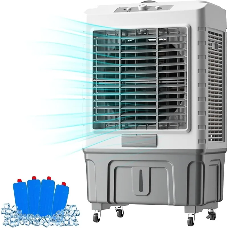 Evaporative Air Cooler, Swamp Cooler with 60L Water Tank, 3-Speed, 120°Oscillation, with 3 Ice Boxes