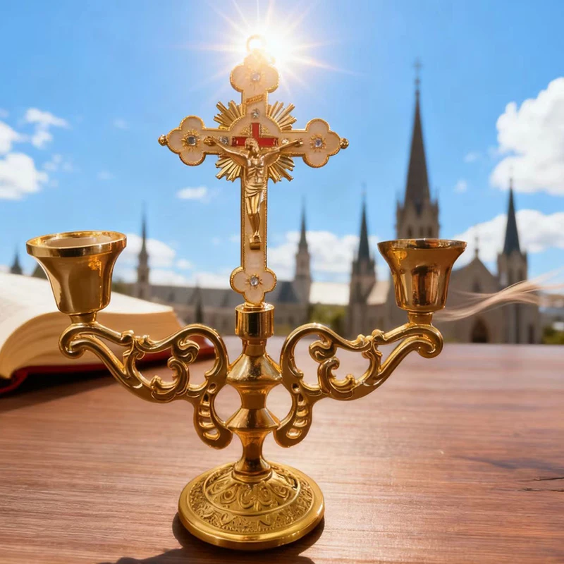 

New Retro Metal Craft European Style Candlestick Holders Zinc Alloy Shabbat Candles Tea Light Home Decor Jesus Religious Gift