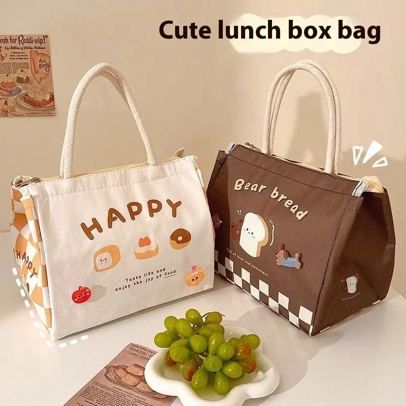 

Cartoon Lunch Bag Bento Tote Pouch large-capacity lunch bag Women Cute Print Cooler Insulated Bag thick aluminum foil Handbag