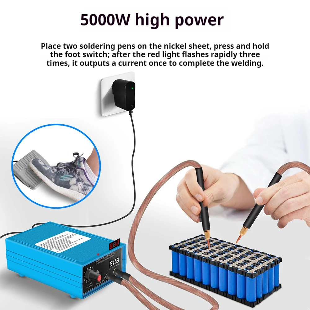 5000 واط ماكينة لحام نقطي صغيرة لتقوم بها بنفسك عدة 18650 بطارية حزمة أدوات لحام 10 والعتاد ماكينة لحام نقطي 0.1 ~ 0.15 مللي متر شريط النيكل