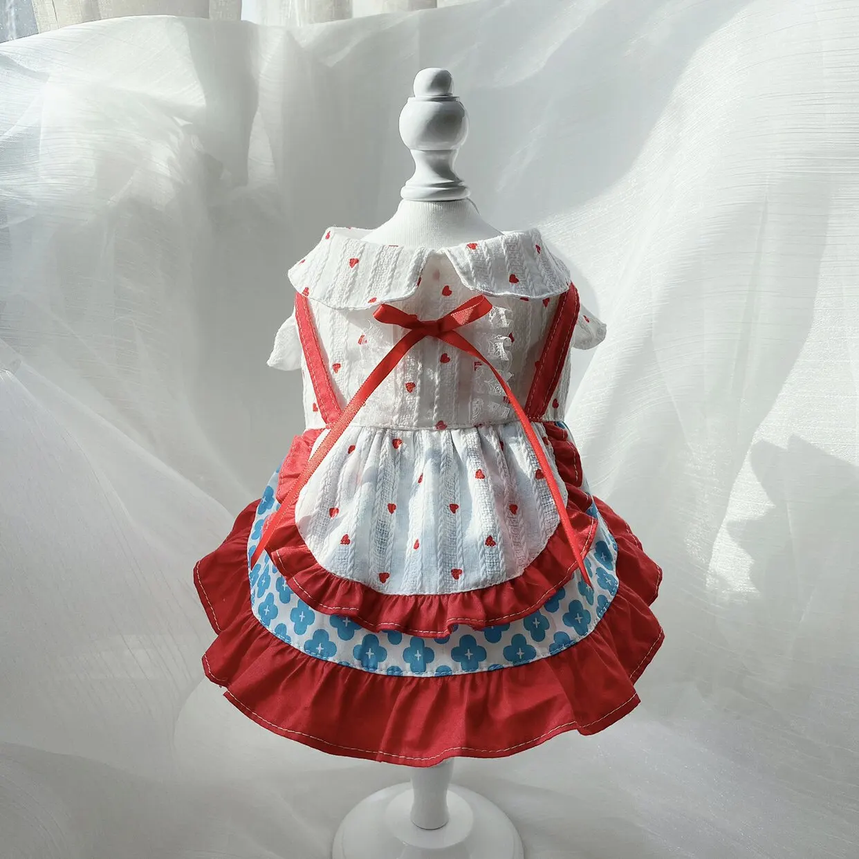 

Оригинальная одежда ручной работы для собак: милое платье-принцесса из чистого хлопка с принтом в виде сердечек для маленьких и средних собак, щенков шнауцеров, юбка-костюм