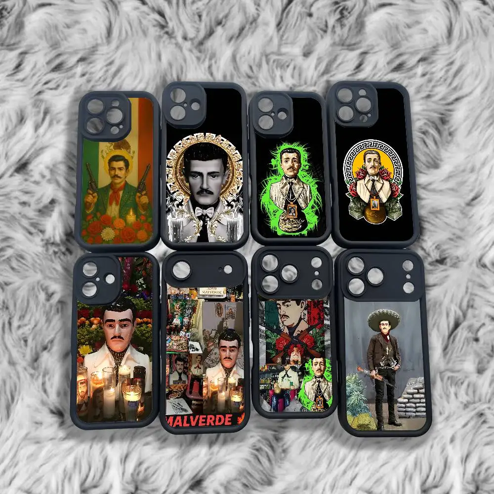 

J-Jesus M-Malverde Case For iPhone 11,12,13,14,15,16,17,Max,Pro,Plus,Air,Mini Lens Protective Black Soft Shell