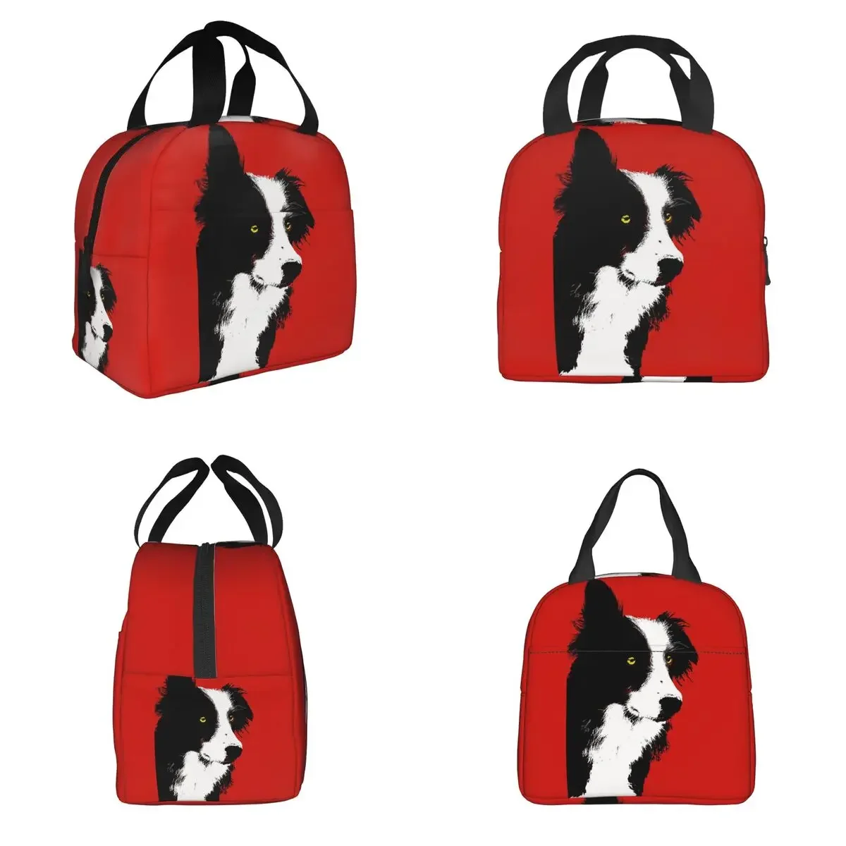 Border Collie Dog Lunch Bags Insulated Bento Box Portable Lunch Tote Resuable Cooler Thermal Bag for Woman Kids School