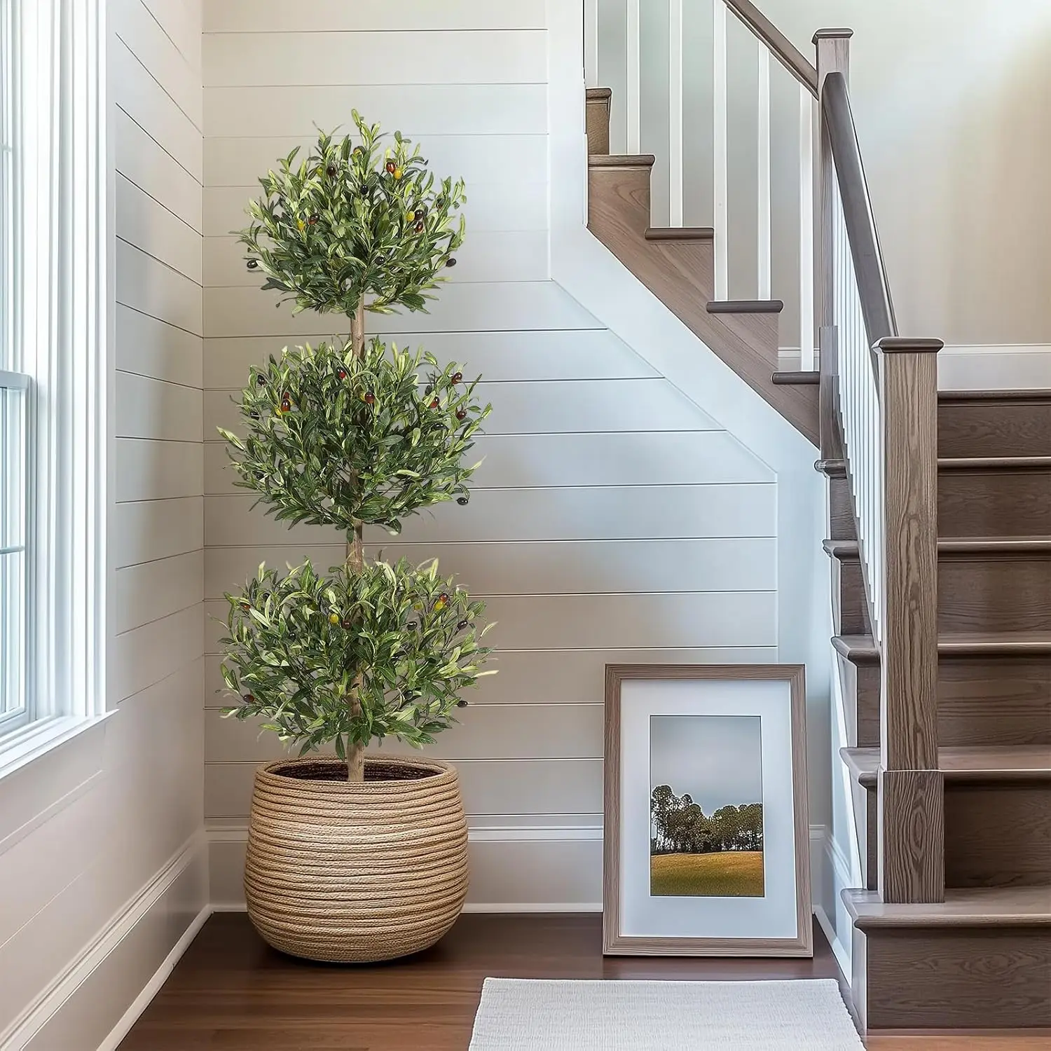 

Artificial Olive Tree 5FT Tall Olive Trees Artificial Indoor, Fake Olive Tree with Planter Faux Olive Tree for Home Office Decor
