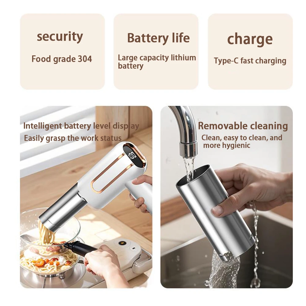 Smart Screen Display Power Multifunctional Noodle Machine, Wireless Handheld Noodle Machine, Portable Breakfast Machine