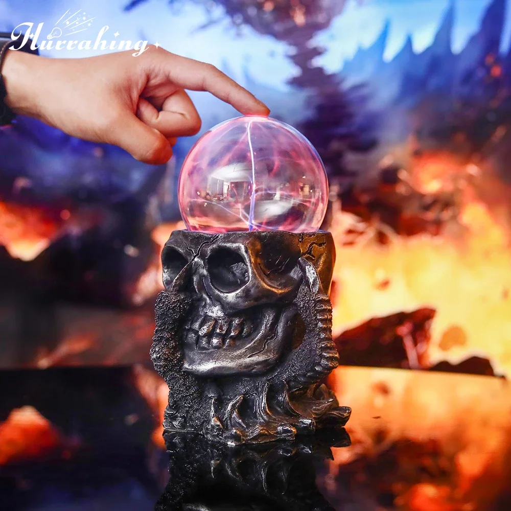 Tree Stump Skull Crystal Plasma 4-inch Magic Lightning Ball Touch-sensitive Scientific Enlightenment Cool Interior Decoration