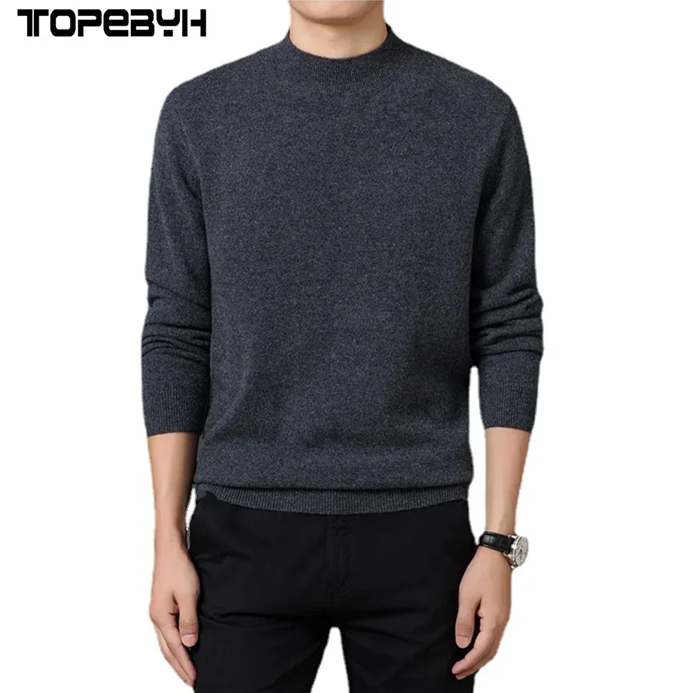 2023 Men\'s Sweater  Warm and Comfortable Long Sleeve Pullover Sweater  Turtleneck Men Clothing Knit Tops