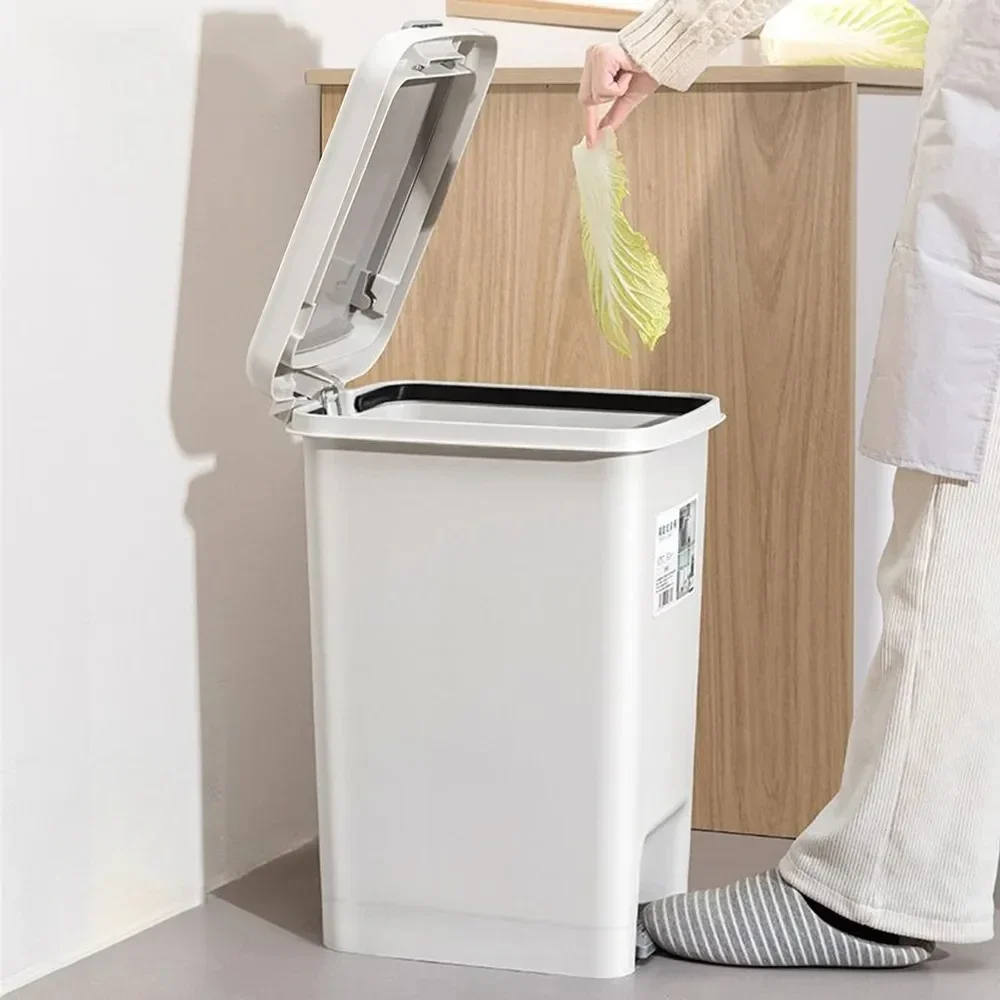 Pedal and Press-Type Garbage Bins Trash Can Wastebasket with Lid Storage Recycle Bucket Food Waste Bin Kitchen Accessories