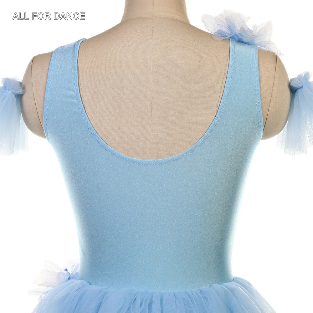 26057 Sky Blue Spandex Bodice with Layers Soft Tulle Tutu Skirt Adult Girls Romantic Ballet Costumes Stage Performance Dancewear