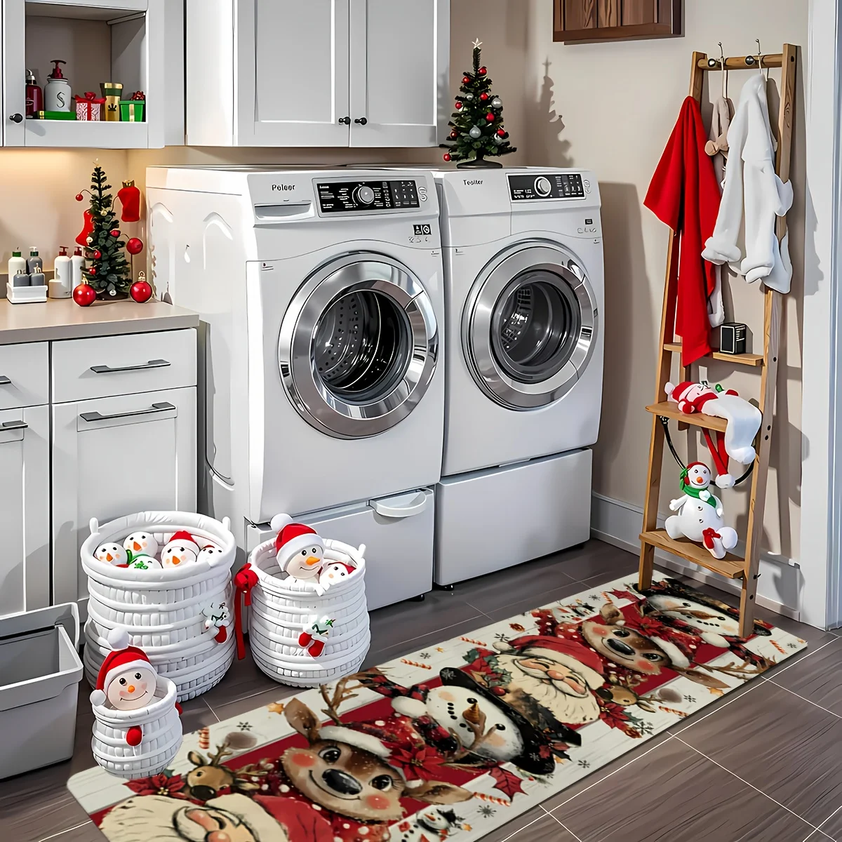 سجادة عيد الميلاد حمراء وذهبية - مراجعة Home Bathroom Rugs وسعره