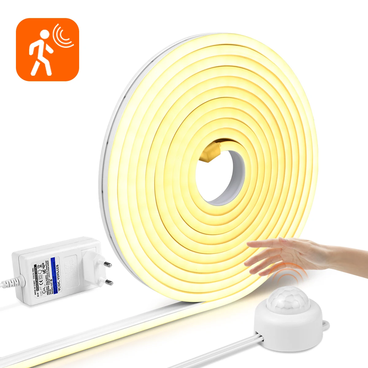 1-5M Wireless PIR Motion Sensor LED Strip Light Waterproof Neon Sign Diode Tape Auto On/Off Stairs Kitchen Lamp Cabinet Backligh