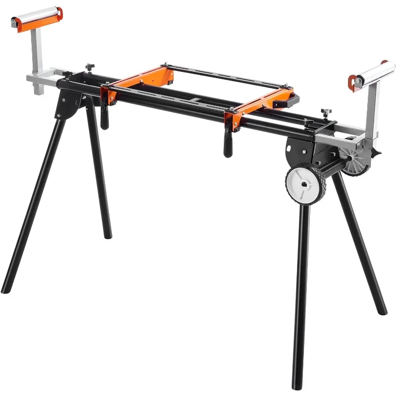 

VEVOR Miter Saw Stand, 93in Collapsible Miter Saw Stand with Integral Mounting Bracket Clamp,Height and Length Adjustable,500lbs