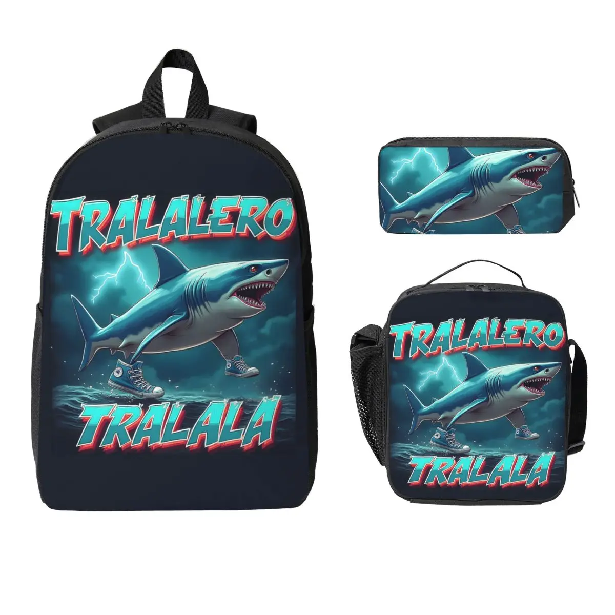 

Tralalero Tralala Bootleg Brainrot Рюкзак для мальчиков и девочек Сумка для книг Школьная сумка Сумки на плечо для ноутбука 3ps Изолированная сумка для обеда Пенал