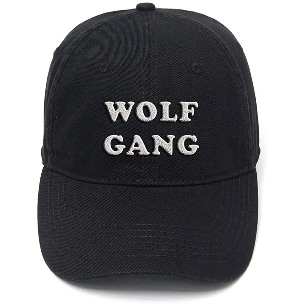 Lyprerazy Wolf Gang Washed Cotton Adjustable Men Women Unisex Hip Hop Cool Flock Printing Baseball Cap