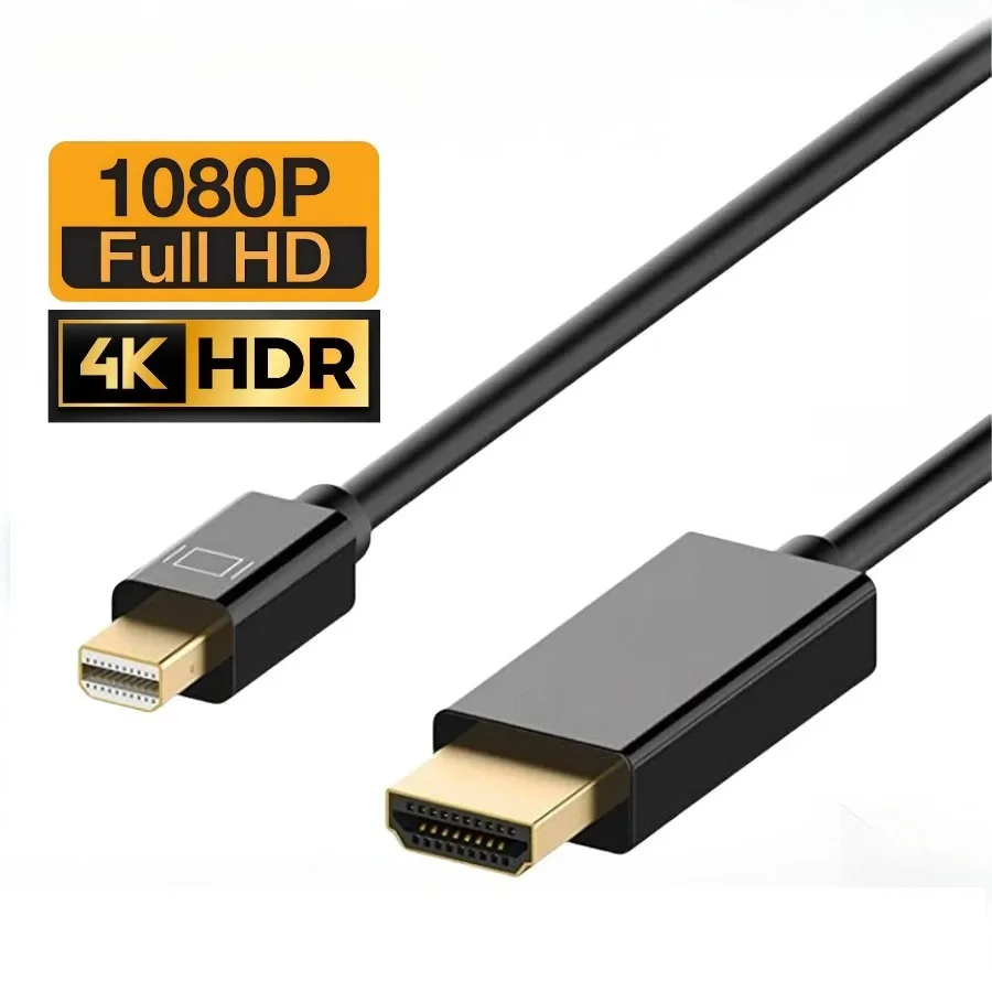 4K Mini DisplayPort To HDMI-compatible 1.8M DP to HDTV Cable Converter DP To HDMI-compatible Adapter for Laptop Projector Mac