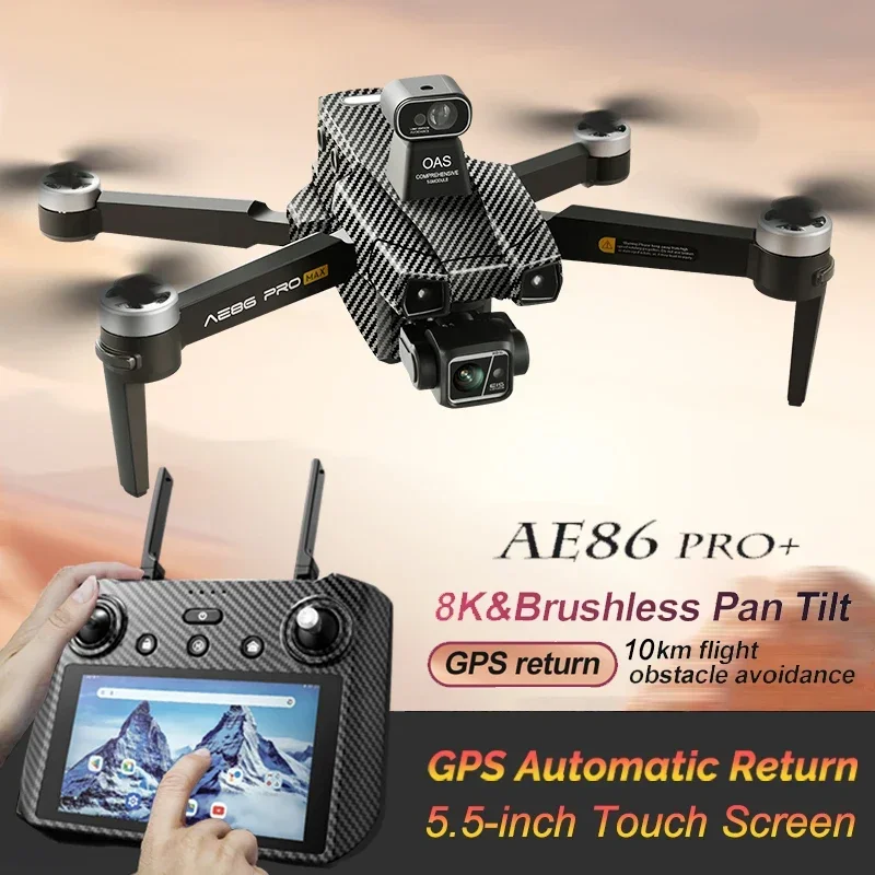 AE86 PRO Max Profesional Drone with 8K HD Camera 3-axis gimbal Aerial Photography Obstacle Avoidance FPV GPS Dron RC Quadcopter