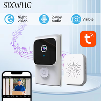 SIXWGH Tuya Smart Home Wireless Doorbell with Night Vision Camera for Hotels Outdoor and Garage HD WiFi Video Phone Doorbell