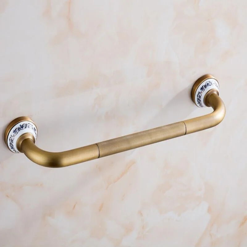 Brass Carved 50cm Bathroom Safety Handrail Antique Bathroom Handrail Anti-Slip Safety Bar Handrail Bar Black Retro Handrail