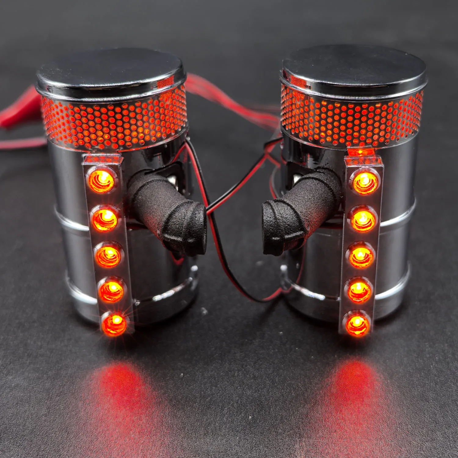 

Аэрофильтры из сплава 1:14 со светодиодными балками для радиоуправляемых моделей TAMIYA: тракторов, грузовиков 56344, 56301, King Hauler. Аксессуары для тюнинга.