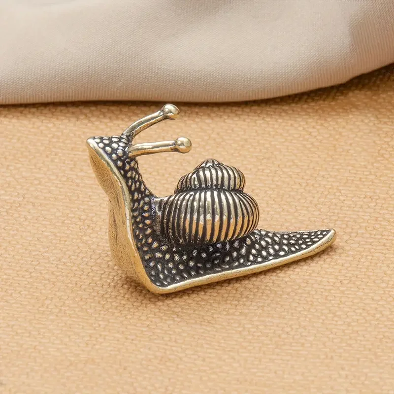 Messing Schnecke Tierfiguren Retro Reines Kupfer Mini Schnecke Statue Ornamente Schreibtisch Antik Messing Tee Haustier Sammlung Home Dekoration – Detail 4