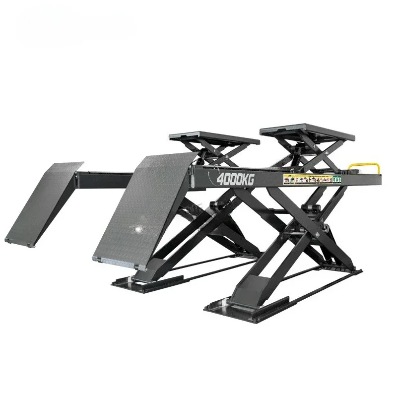 Ultra-thin large shear lift 4 tons car maintenance lift equipment child and mother scissor lift platform