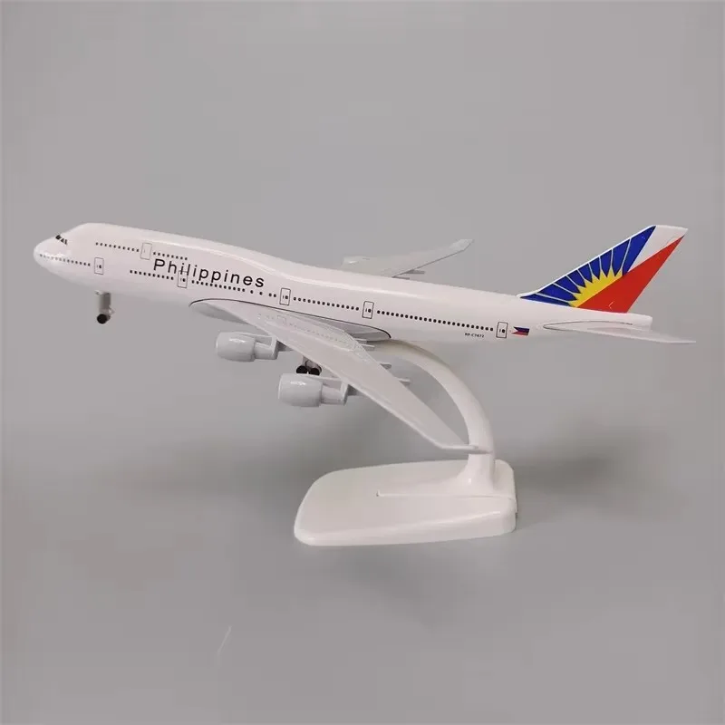 Avión de 20cm B747 Philippine Airlines, modelo Boeing 747, avión de Metal de aleación fundida a presión, juguete con tren de aterrizaje, colección de pasatiempo