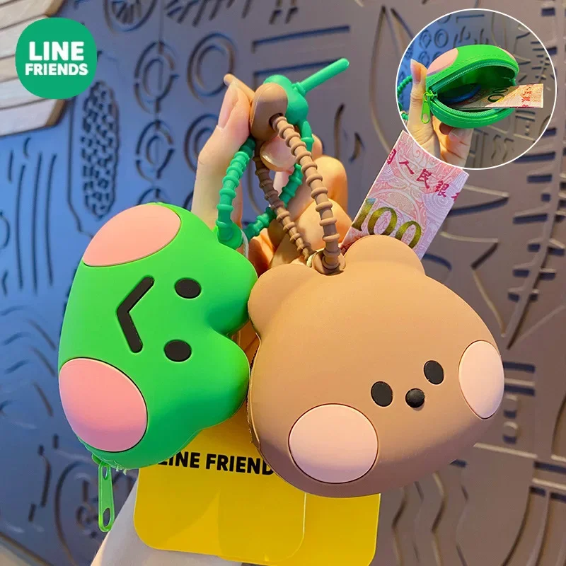 Line Friends New Brown Bear Sally Anime Silicone Coin Purse Kawaii Cartoon Doll Headphone Storage Bag Keychain Pendant Gifts Toy