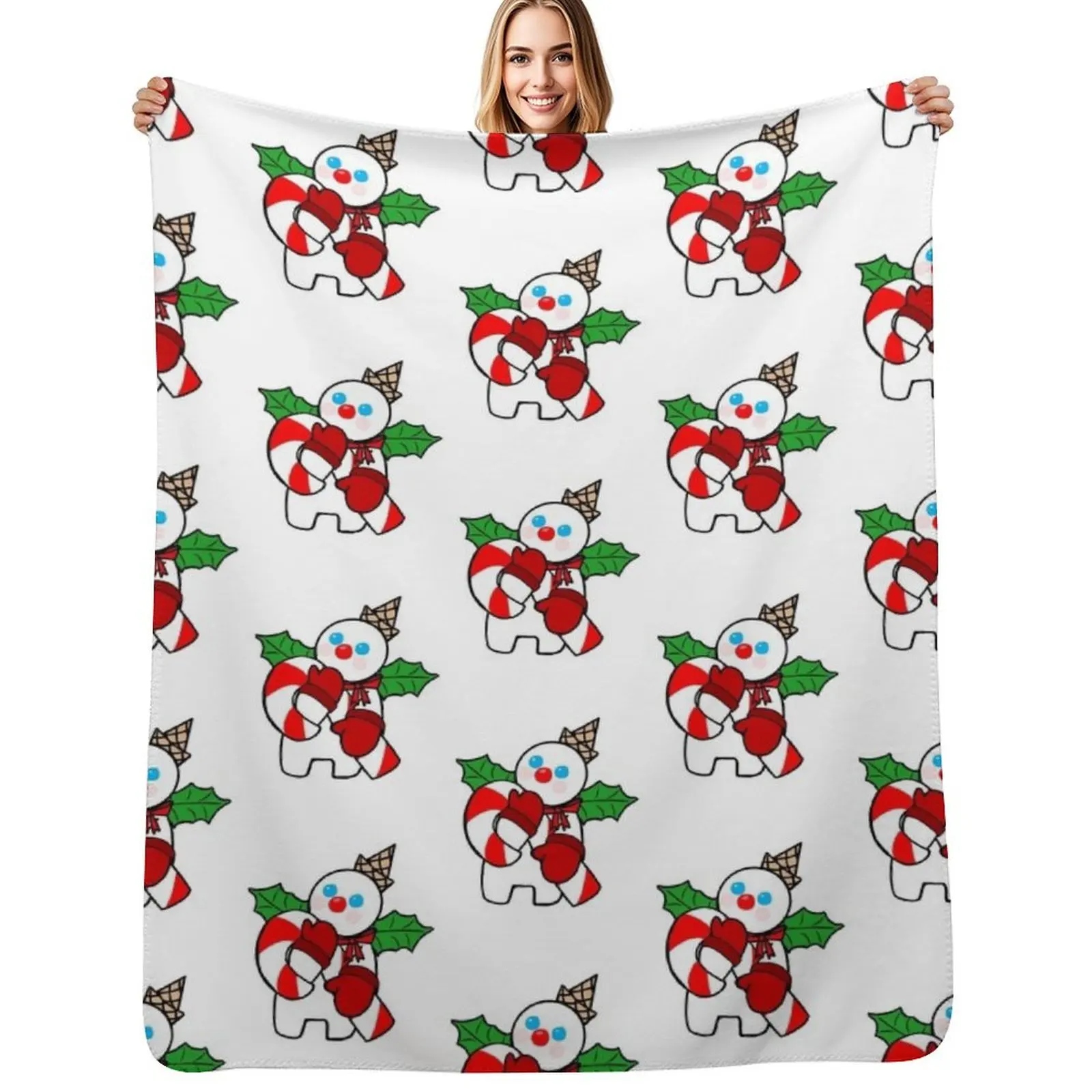 Mr. Bingle with Candy Cane Throw Blanket Stylish Warm Blanket for Living Room Bedroom