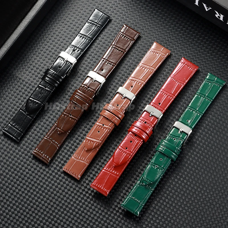 Leather Watchband 8mm 10mm 12mm 14mm 16mm Bamboo Joint Pattern Soft Comfortable Cowhide Strap Elegant Wristband for Business Use