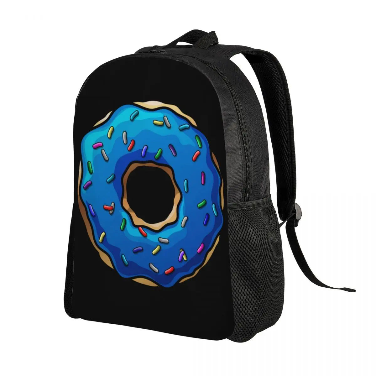 3D Print Donut Blue Backpack for Boys Girls Food Doughnut College School Travel Bags Women Men Bookbag Fits 15 Inch Laptop