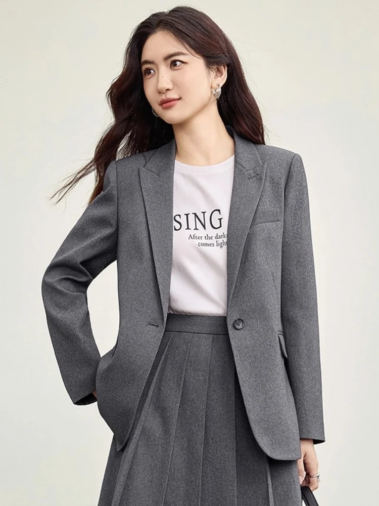 

SENTUBILA Blazer for Women Business 2025 Autumn Simple Notched Blazer with Pockets Long-sleeve Coat Women's Clothing 153XA2320