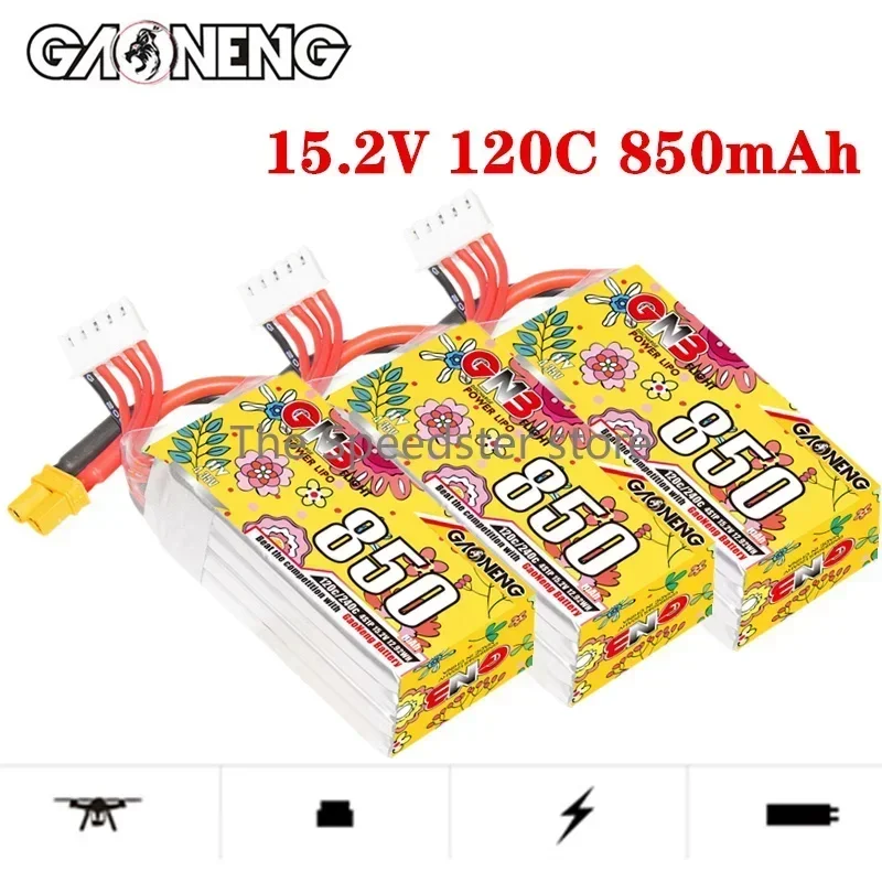 

Аккумулятор GAONENG GNB 4S 15,2 в 850 мАч HV 120C LiPo XT30 XT60 Cinelog Cinewhoop, запасные части для радиоуправляемых летательных аппаратов, гоночных FPV аккумуляторов 15,2 в