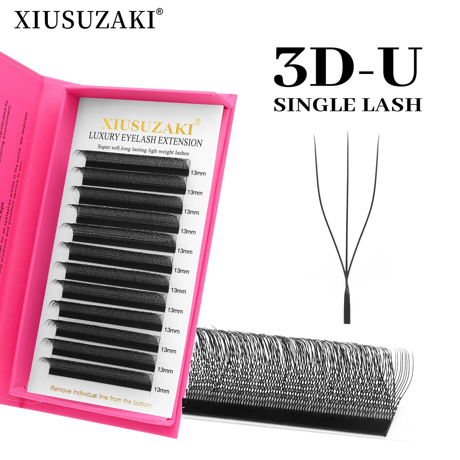XIUSUZAKI U Estensioni ciglia 3D Ventole di volume preconfezionate Ciglia a forma di U 3D W Estensioni ciglia finte individuali Strumenti per il trucco di bellezza