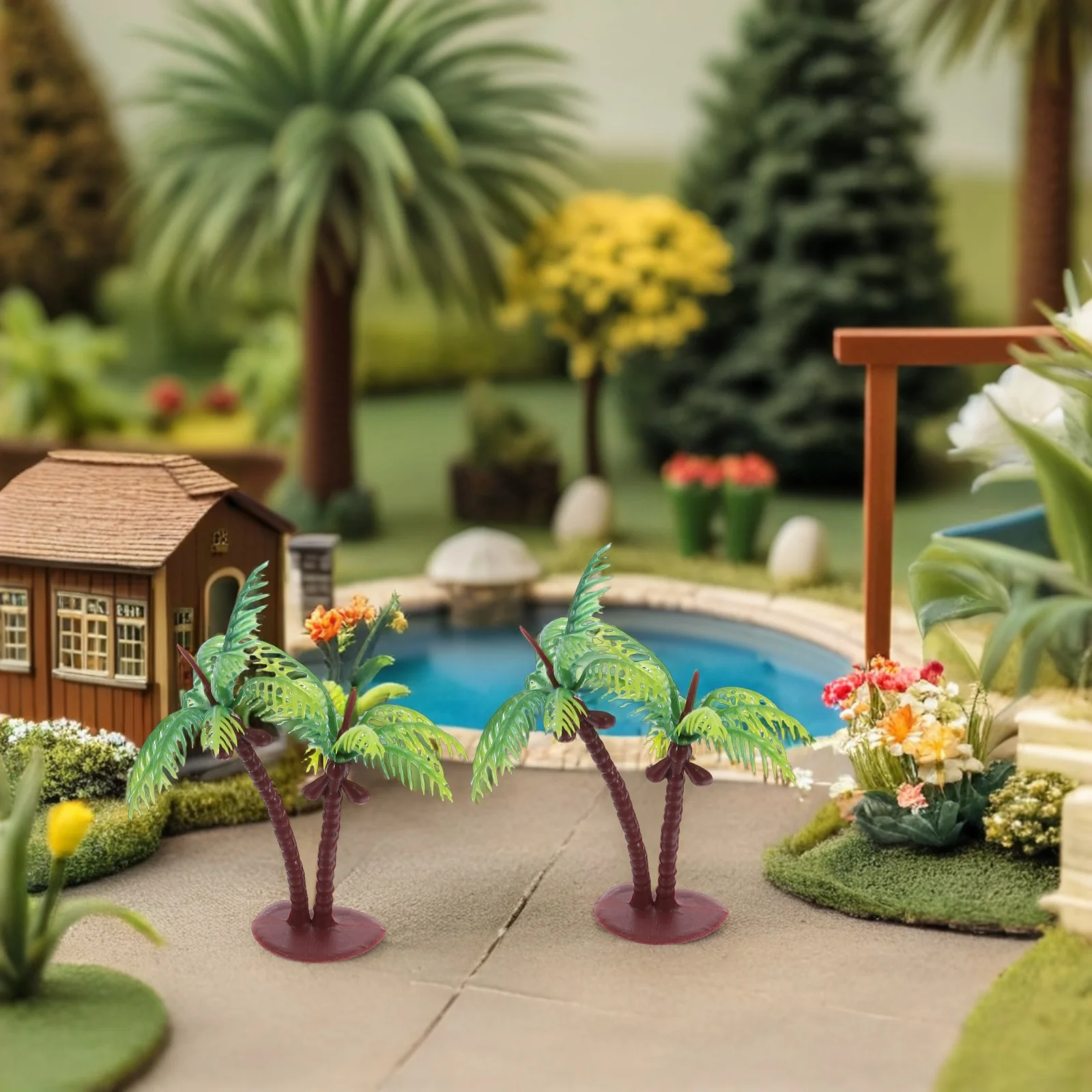36 Buah Pohon Palem Miniatur Buatan Dekorasi Tropis Realistis untuk Akuarium Terarium Diorama Kerajinan Tema Pantai Pesta Mini Tiruan