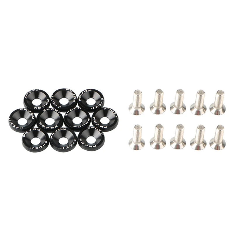 10Pcs General Car Screw Decoration Washers M6 Bolt Automobile Modification Gasket Screw Bumper Engine Concave Screws Fastener