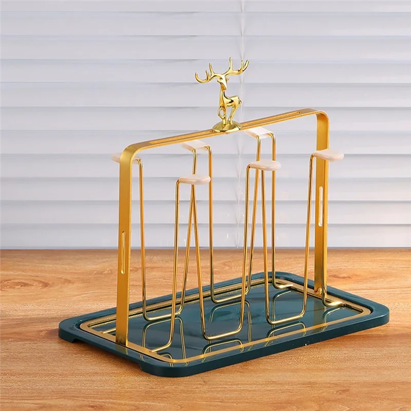ABZV-Designs Functional Drainage Drainer Stand,Glass Cup Holder Dining Room Organization Gold