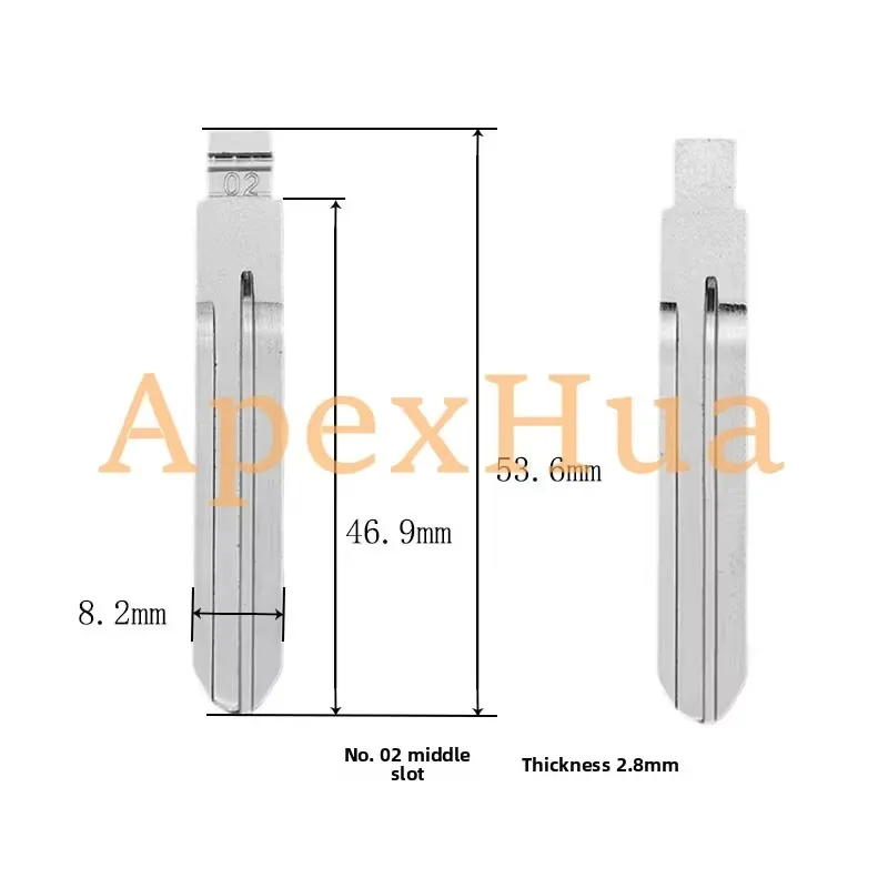 Middle slot No. 02 car key embryo is suitable for modified embryos such as Toyota, External Tooth, Camry, Corolla, etc