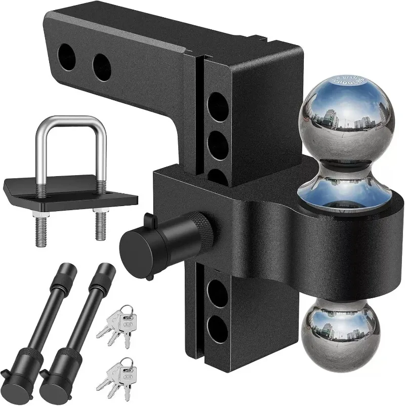Heavy Duty Adjustable Trailer Hitch Dual Ball Mount Trailer Towing Ball Bracket For Vehicle Cargo Trailer Hauling