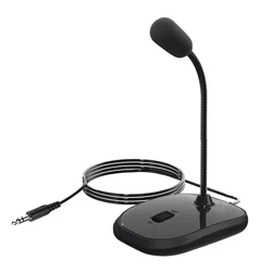 3.5mm Plug Studio Desktop Microphone Omnidirectional PC Laptop Computer Mic For Speech Recording Notebook Microphone Stand