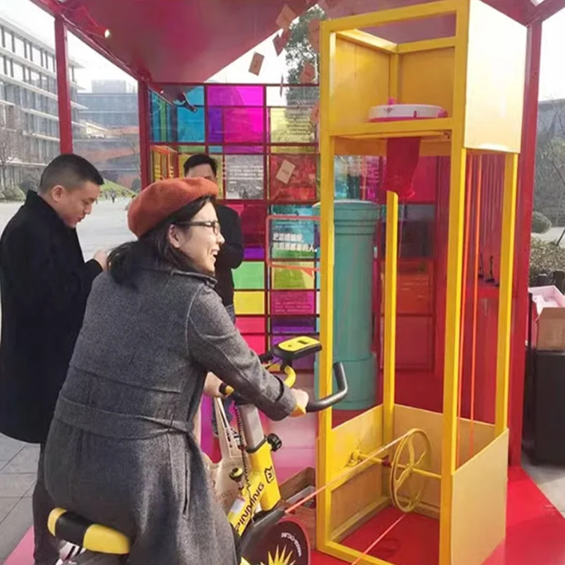 Spinning Bike Driven Scarf Weaving Equipment Single Bike Scarf Weaving Interactive Games Event Games Carnival Games Event Props