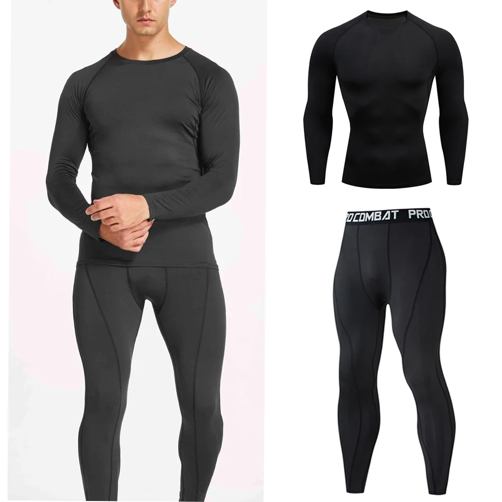 Ropa interior térmica para hombre, ropa interior larga, ropa de compresión, camisa de Fitness, camisa para correr, pantalones de entrenamiento, ropa