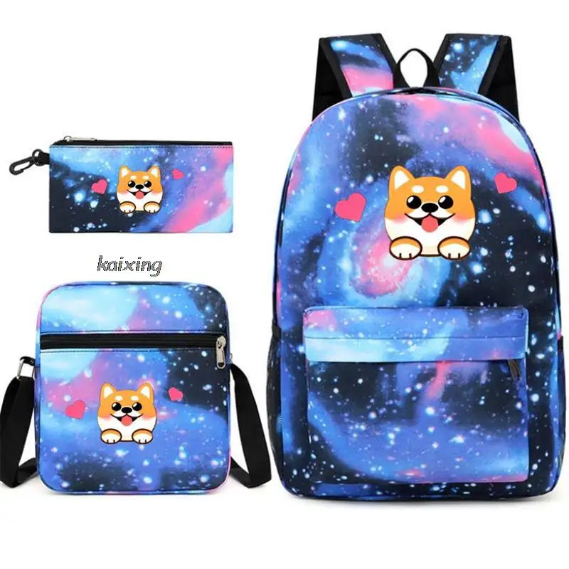 

Hot Cute Cat Boys Girls Kids School Book Bags Women Backpack Canvas Men Laptop Bagpack Packsack Bookbag 3Pcs Set