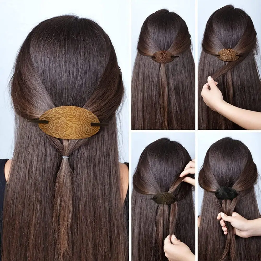 Hair Accessories Leather Oval Shape Stick Hair Slide Hair Pins Hair Tie Hair Barrette Hair Sticks Women Girls Hair Accessories