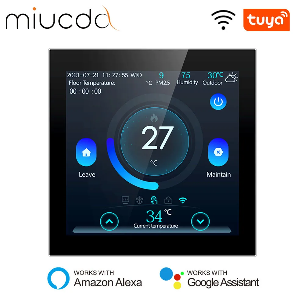 MIUCDA-Termostato Inteligente Tuya WiFi, Piso, Elétrico, Aquecimento de Água, Controlador de Temperatura, Trabalhar com Alexa, Google Home, Alice