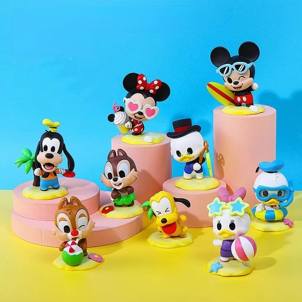 

Disney Mickey And Friends Beach Series Action Figure Blind Box Minnie Mouse Pluto Donald Duck Daisy Dolls Toy Collection Gifts