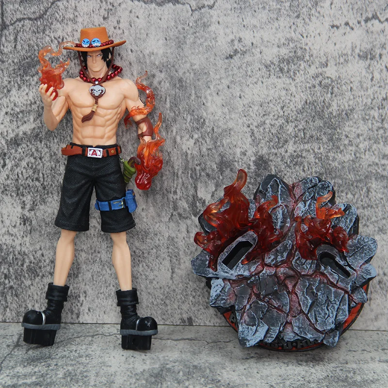 24.5cm Anime One Piece Portgas D Ace Figure Gk Flame Scene Manga Statue Pvc Action Figurine Collectible Model Gift  Toys